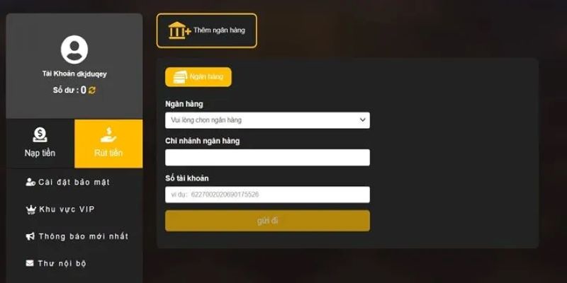 Nạp tiền rút tiền 4 Cập nhật thông tin ngân hàng